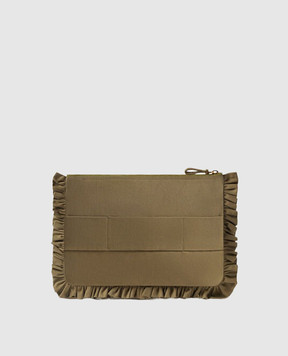 La DoubleJ Клатч цвета хаки с цветочной вышивкой BAG0098COT089SOLID