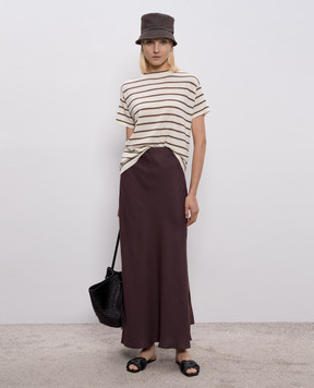 Brunello Cucinelli Коричнева спідниця максі з льоном MH126G3396