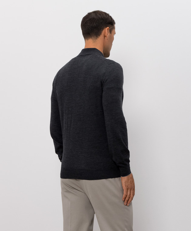 Brunello Cucinelli Темно-серое поло из шерсти и кашемира M2400295 изображение 4