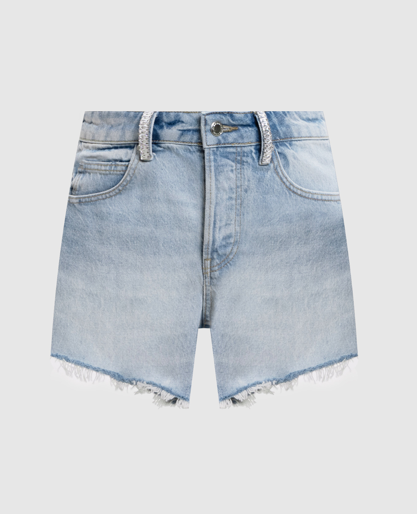 

Голубые джинсовые шорты с кристаллами, Голубой, Шорты