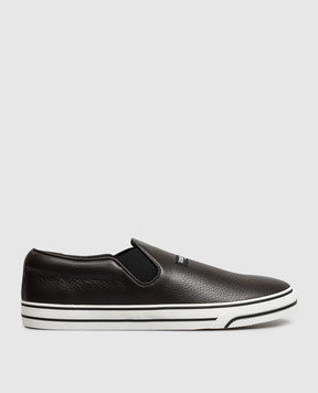 Dolce&Gabbana Коричневые кожаные слипоны DG Sailing CS2428A8034