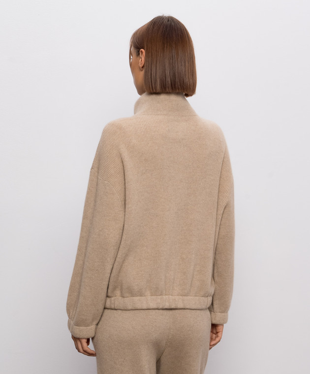 Brunello Cucinelli Бежевий светр з кашеміру на блискавці M12250004P зображення 4