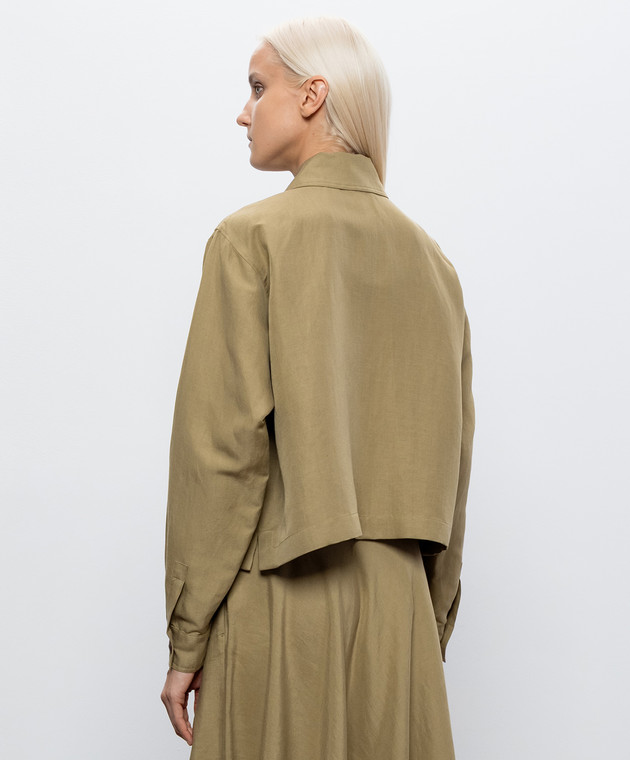 Max Mara Сорочка PALLORE з льону та шовку кольору хакі MXMPALLORE зображення 4