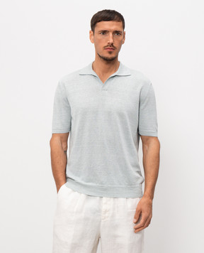 Pini Parma Голубое поло с льном POLOCOLIWAGR