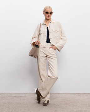 Brunello Cucinelli Бежевая джинсовая куртка с цепочкой мониль ML9967674