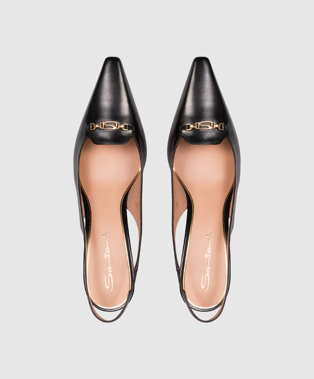 Santoni Черные кожаные слингбеки WDTV72113HA2NWLN изображение 4