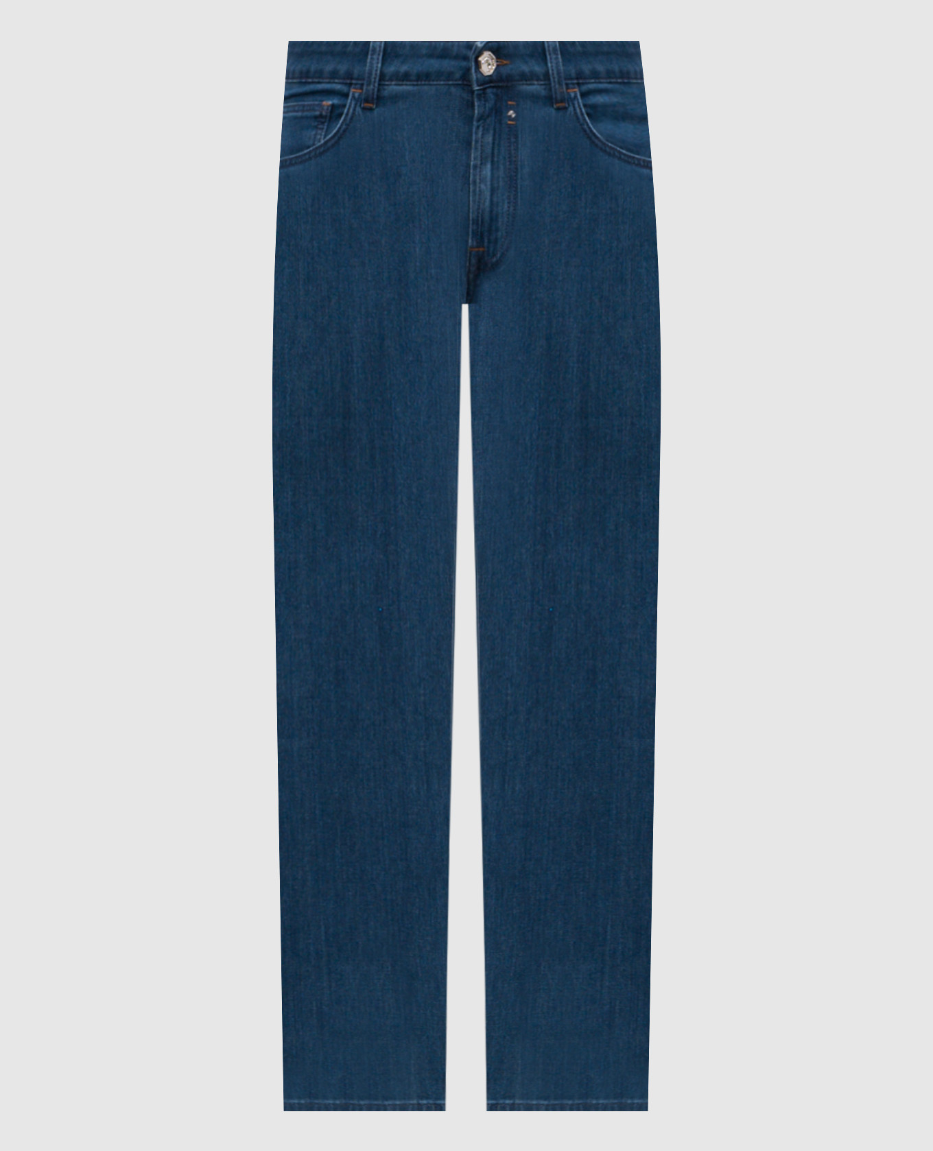 

Синие джинсы прямого кроя с эмблемой, Синий, Прямые джинсы