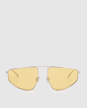 Bottega Veneta Сріблясті сонцезахисні окуляри з гравіюванням логотипа 861365V4450