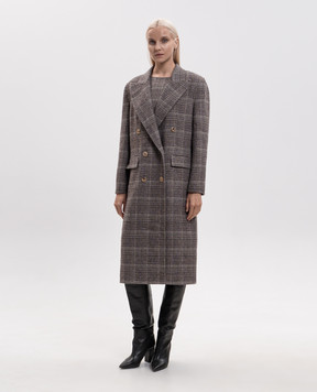 Ermanno Scervino Двобортне пальто з вовни в клітинку D496D314ZLD