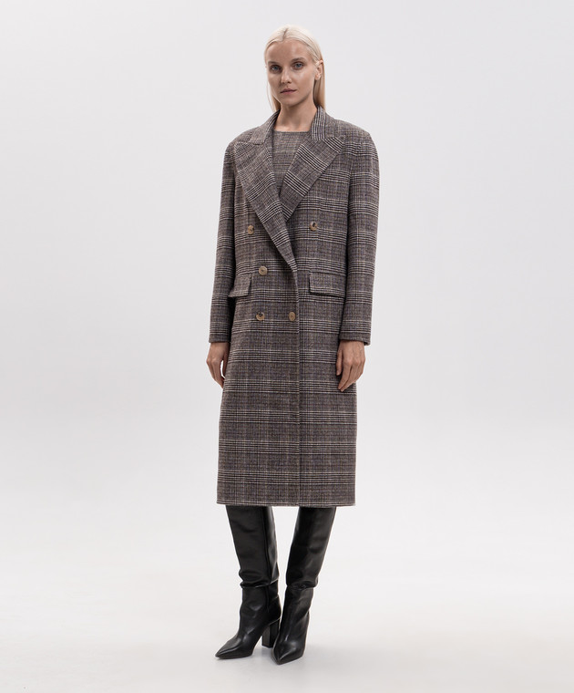 Ermanno Scervino Двухбортное пальто из шерсти в клеточку D496D314ZLD изображение 3