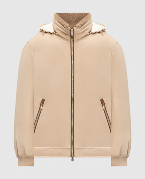 Brunello Cucinelli Бежевый пуховик с мехом MV4061606