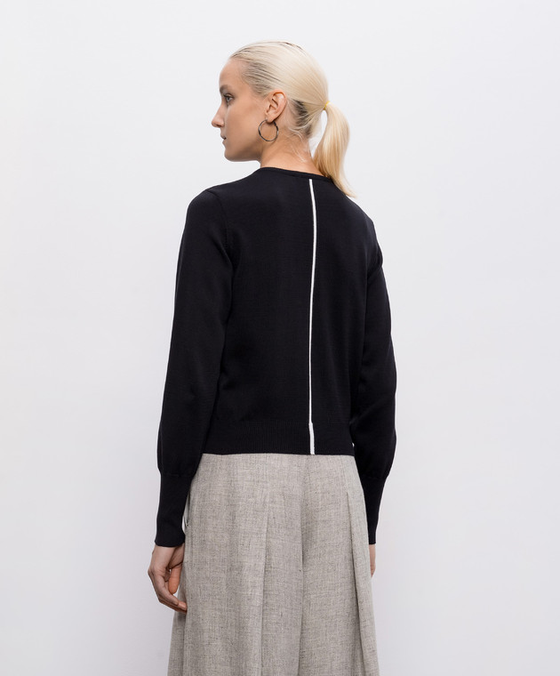 Intoca Черный кардиган с контрастной полоской 261SUVINCD0402 изображение 4