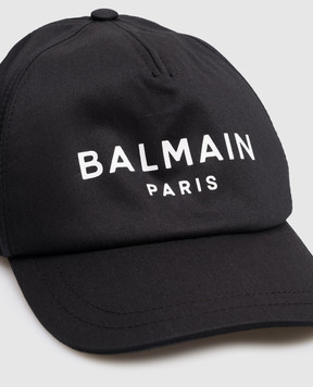 Balmain Детская черная кепка с принтом логотипа BX0P17Z1053