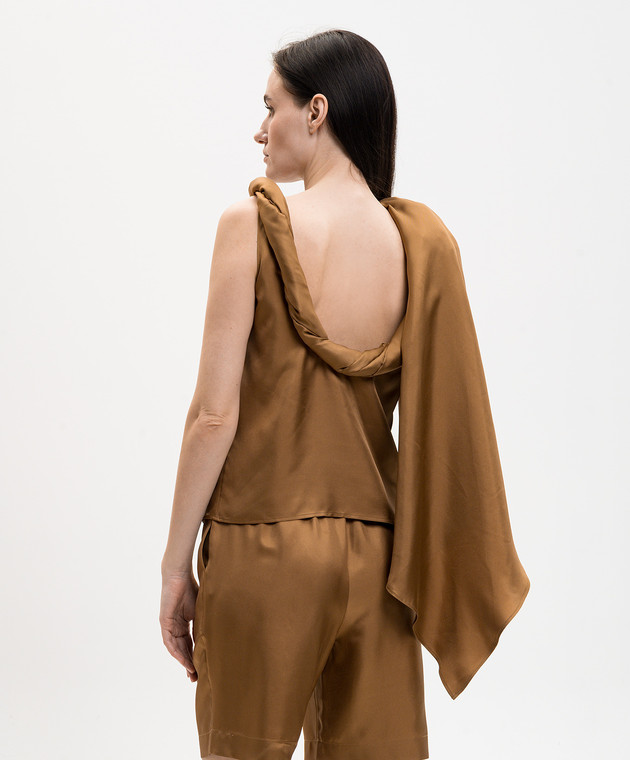 Loulou de Saison Коричневый топ WILMA из шелка WILMA изображение 4