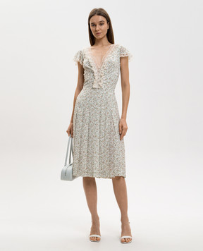 Ermanno Scervino Белое платье из шелка в цветочный принт D482Q345APXWE