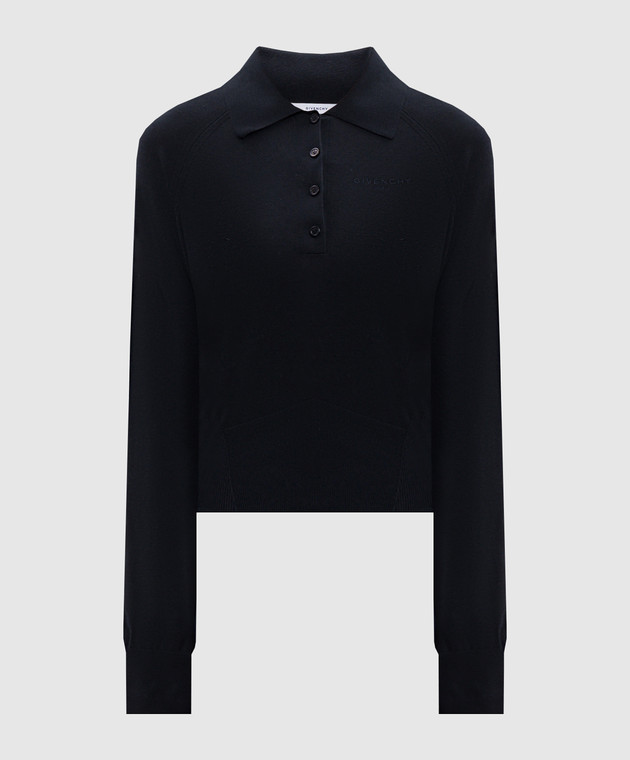 Givenchy Синє поло із шовком з вишивкою логотипа BWL00C4ZUU