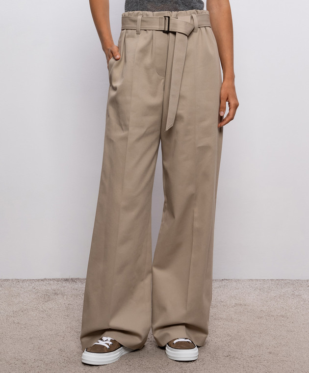 Brunello Cucinelli Бежевые брюки с цепочкой мониль MP141P9275 изображение 3