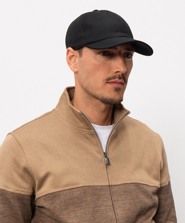 CAPOBIANCO Черная кепка из шерсти 20MC1UN00 изображение 2