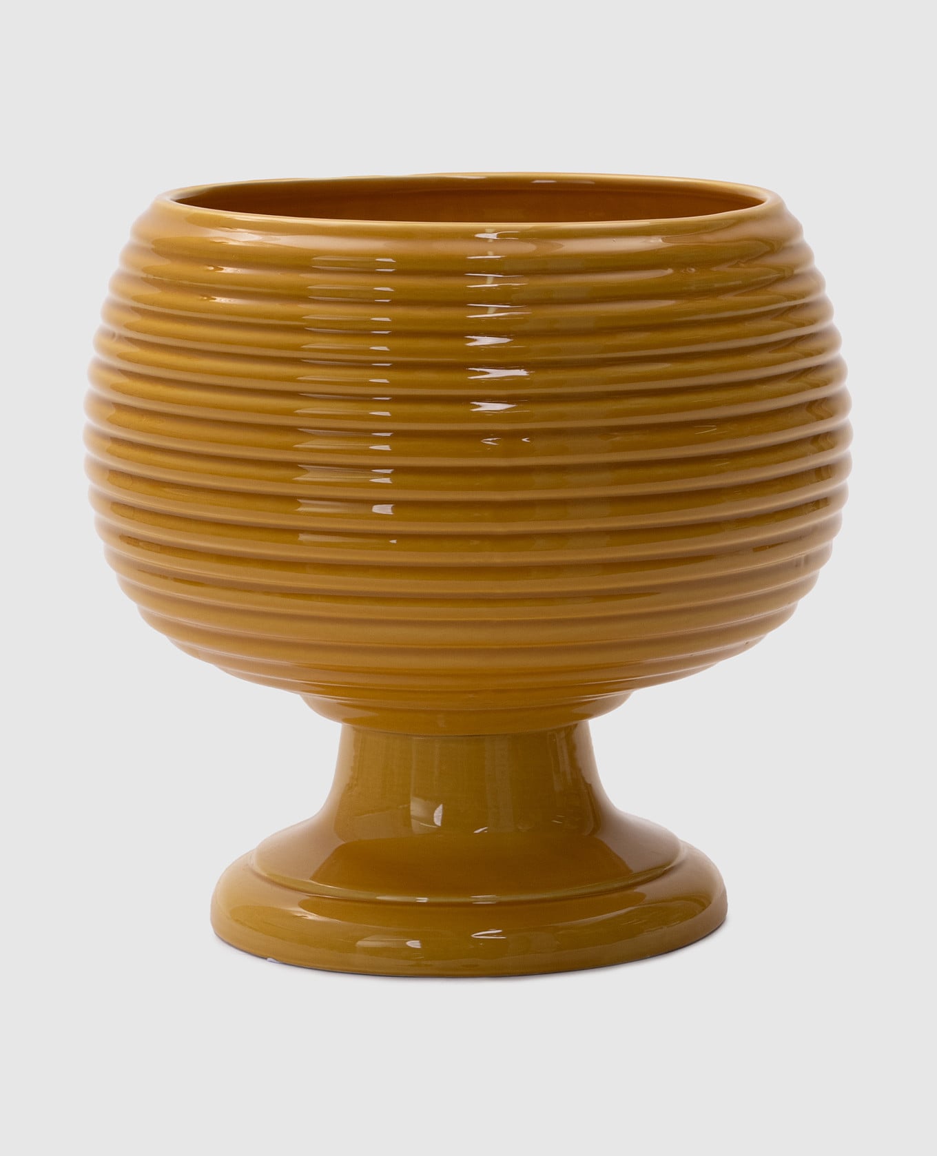 

Желтое керамическое кашпо, Желтый, Декор