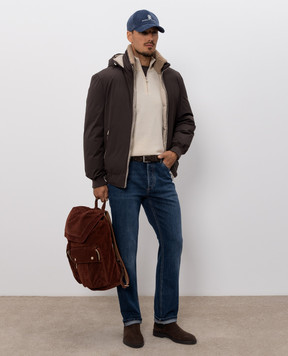 Brunello Cucinelli Джемпер из кашемира с молнией цвета айвори M2200124