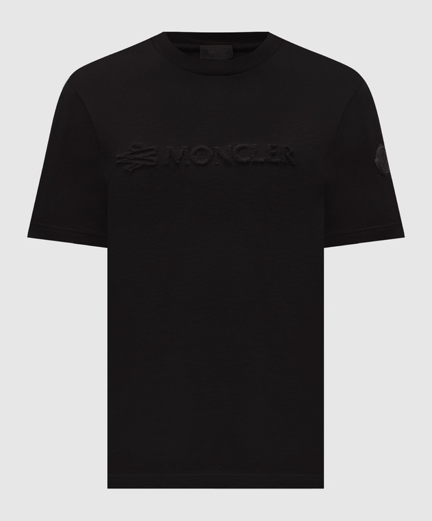 Moncler Чорна футболка з фактурним логотипом L20918C0001189AUG