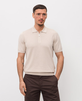 Enrico Mandelli Бежеве поло з шовком з геометричним візерунком 3K034A5645