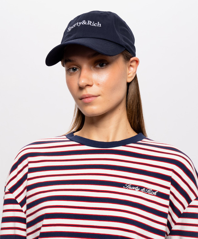 Sporty & Rich Синяя кепка с контрастной вышивкой AC04084300BL106w изображение 2