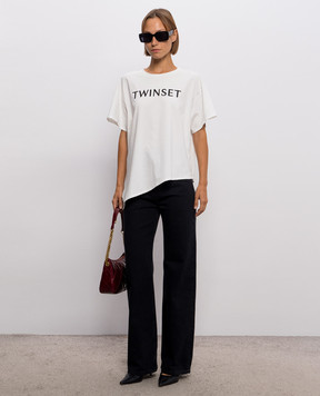 Twinset Біла футболка з вишивкою логотипа 262LI2HLL