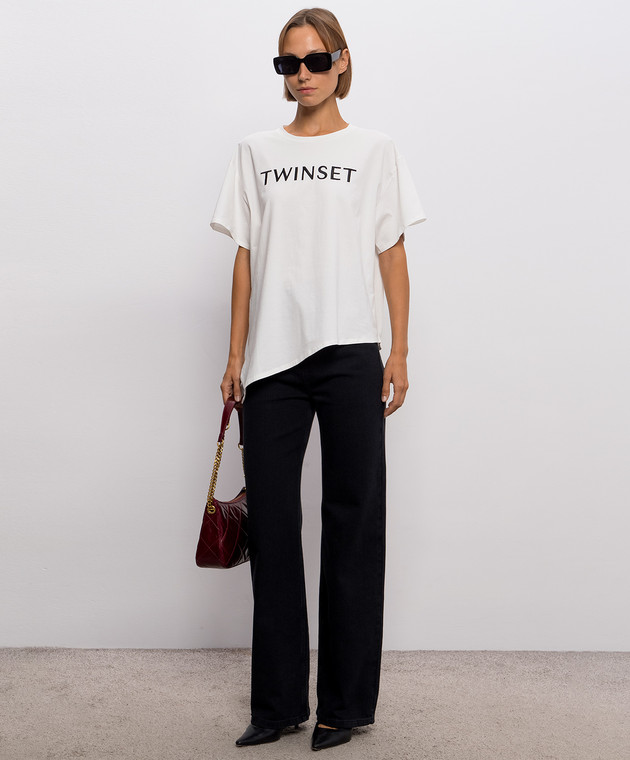 Twinset Біла футболка з вишивкою логотипа 262LI2HLL зображення 2