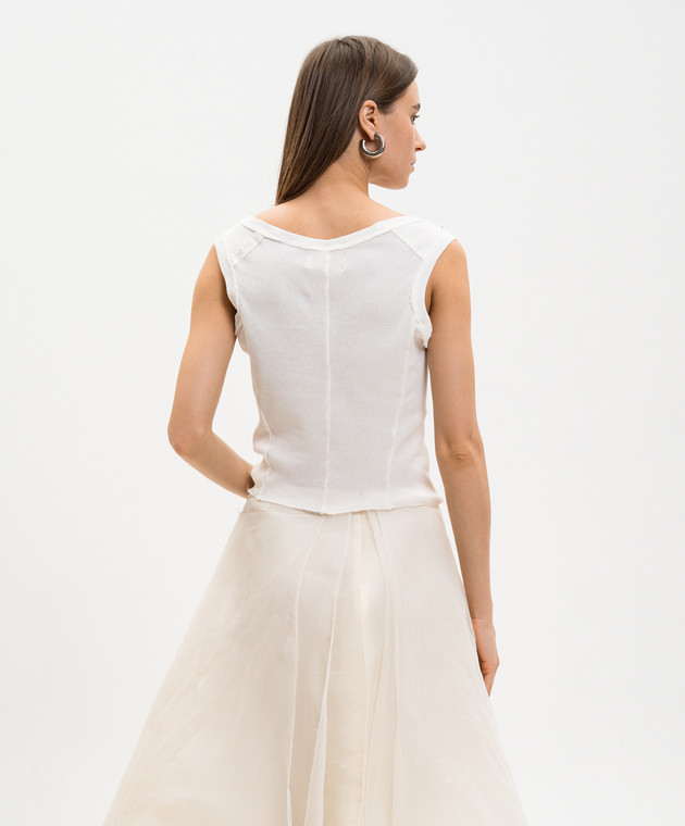 Marc Le Bihan Майка в рубчик цвета айвори 2841 изображение 4