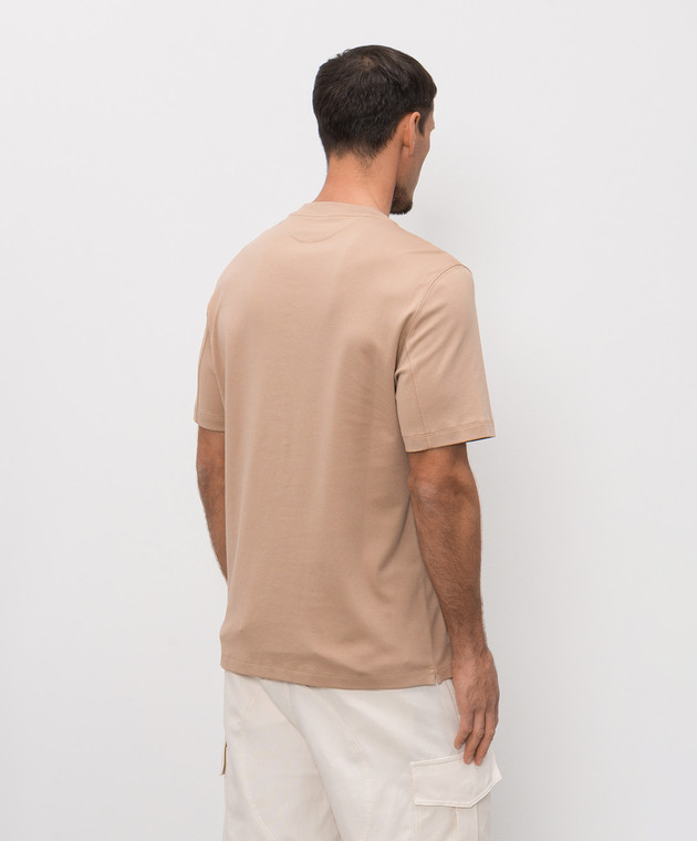 Brunello Cucinelli Коричневая футболка с принтом ML8248521P изображение 4