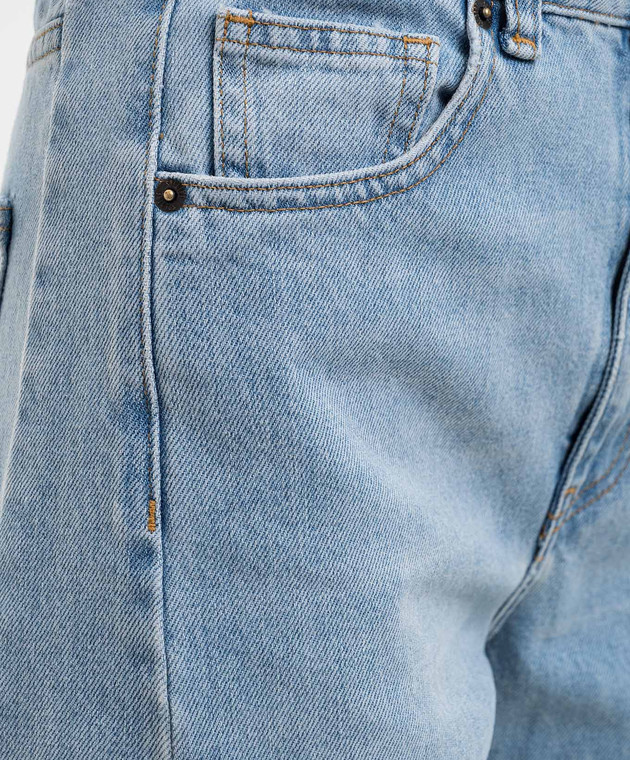 Solotre Голубые джинсы с эффектом потертости M1AB0135 изображение 5