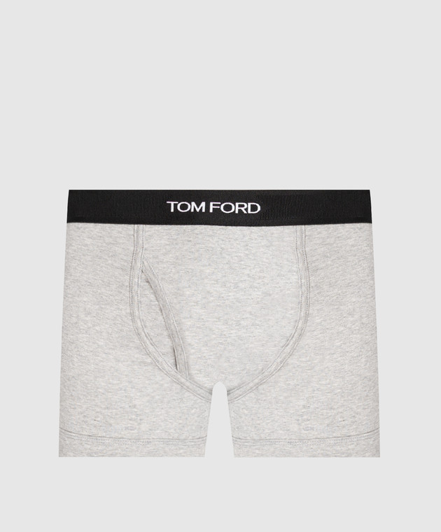 Tom Ford Серые меланжевые трусы с узором логотипа T4LC31040