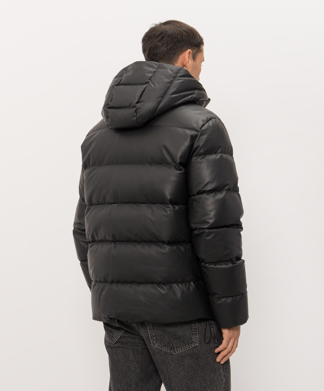 Moncler Чорний шкіряний пуховик L20911A0015759839 зображення 4