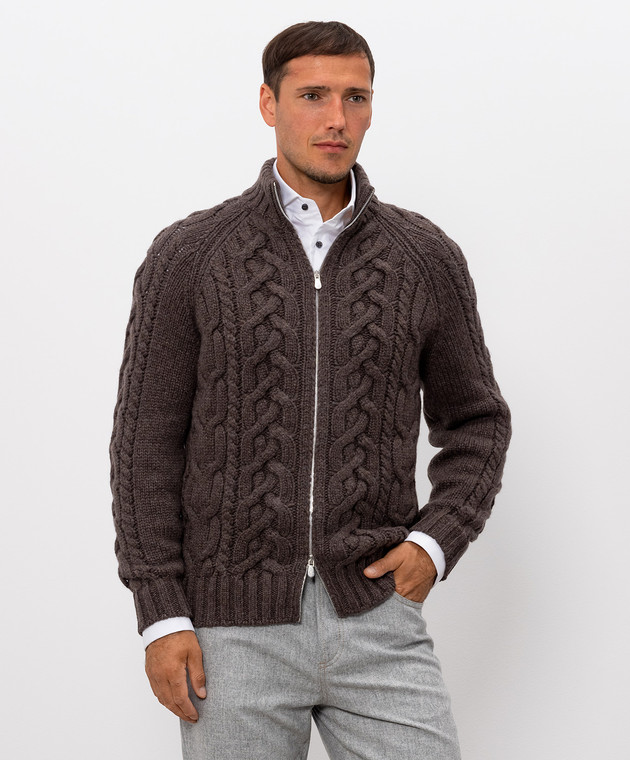 Brunello Cucinelli Коричневый кардиган из кашемира MA2301506 изображение 3