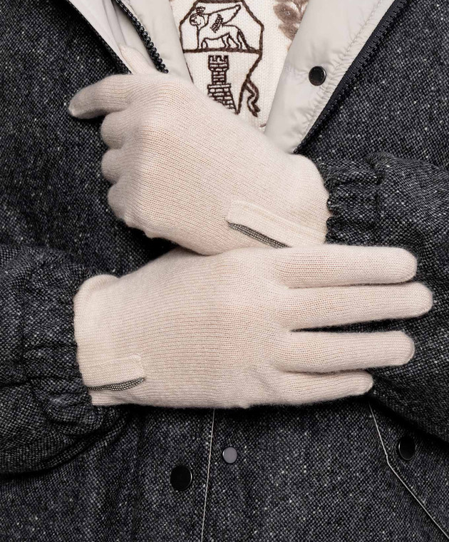 Brunello Cucinelli Перчатки бежевого цвета из кашемира M12147189 изображение 2