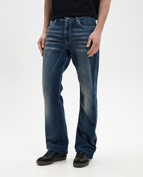 Off-White Сині джинси з ефектом потертості з принтом Diag 44XYA195S26D002