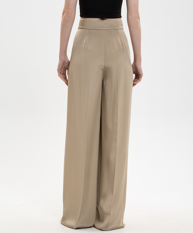 Max Mara Брюки цвета хаки PALANCA из шелка MXEPALANCA изображение 4