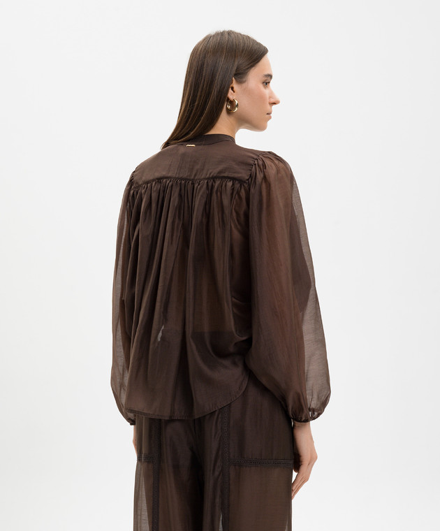 Twinset Коричнева блуза з драпіруванням 261TF2040 зображення 4