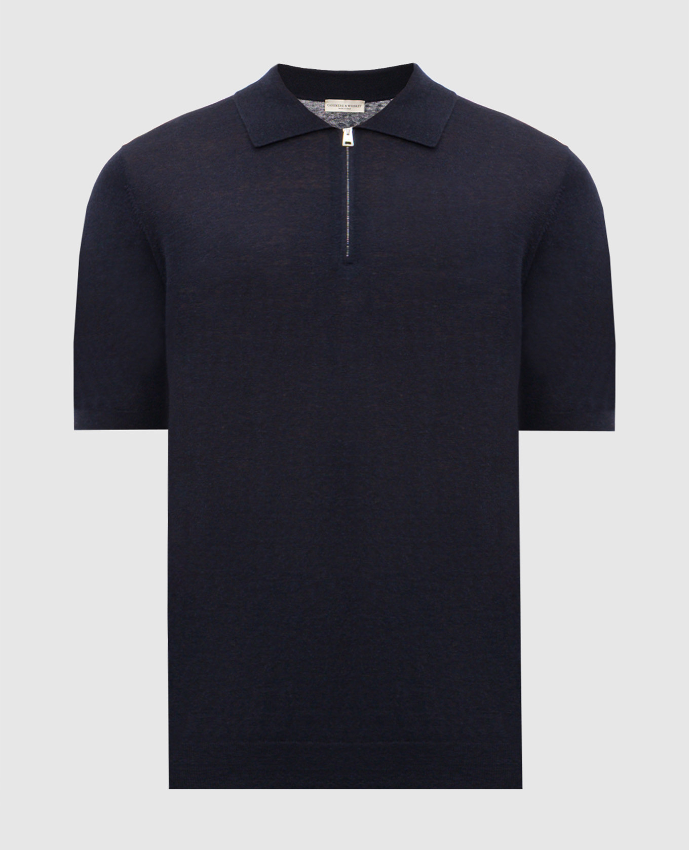 Темно-синее поло из льна и шелка