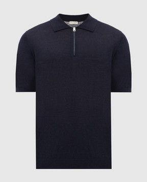 Cashmere&Whiskey Темно-синє поло з льону та шовку MU9892314520R