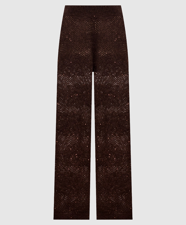 Brunello Cucinelli Коричневые брюки с люрексом MFA790199