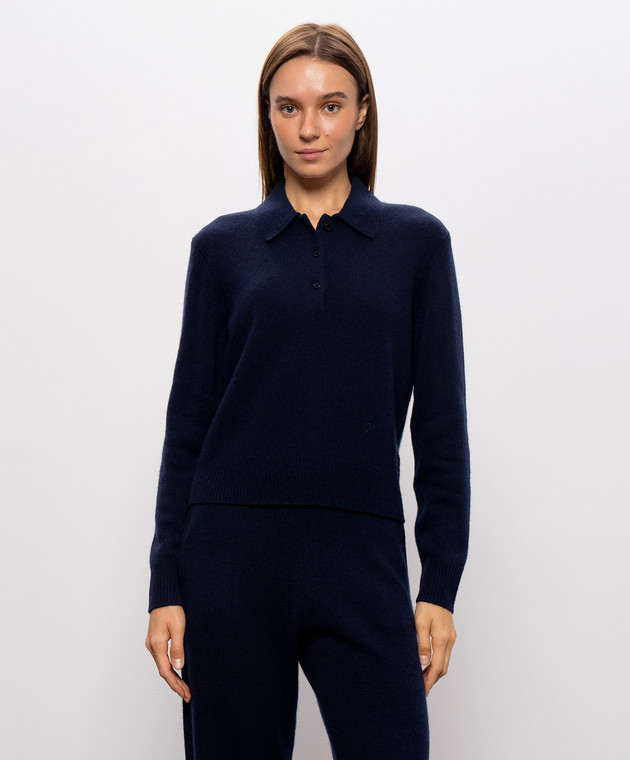 Sporty & Rich Синее поло из кашемира и шерсти WS07485327BL106 изображение 3