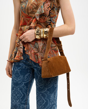 Christian Villa Коричневая замшевая сумка кросс-боди с тиснением логотипа 06449