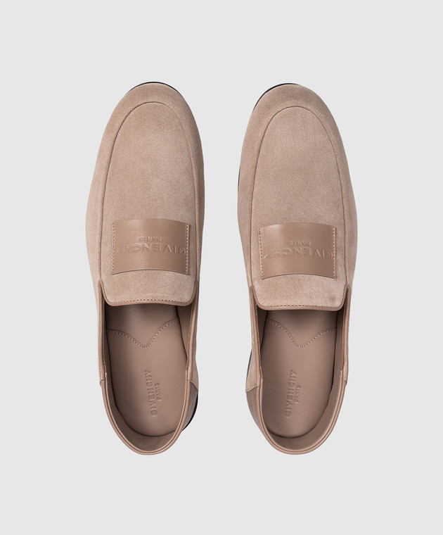 Givenchy Бежевые замшевые лоферы Label BH203DH1XE изображение 4