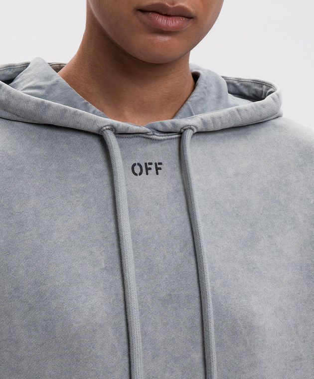 Off-White Сіре худі з принтом 2FE00500T зображення 5