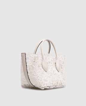 Ermanno Scervino Біла сумка-тоут в квітковий візерунок з брелоком D483S416PYV