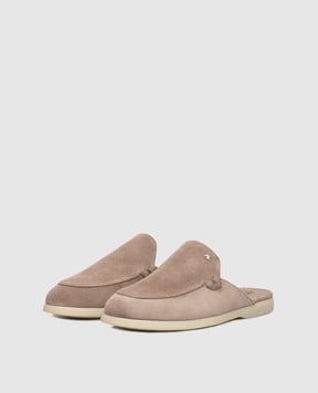 Stefano Ricci Коричневі замшеві мюлі з емблемою UC64G2396SDP