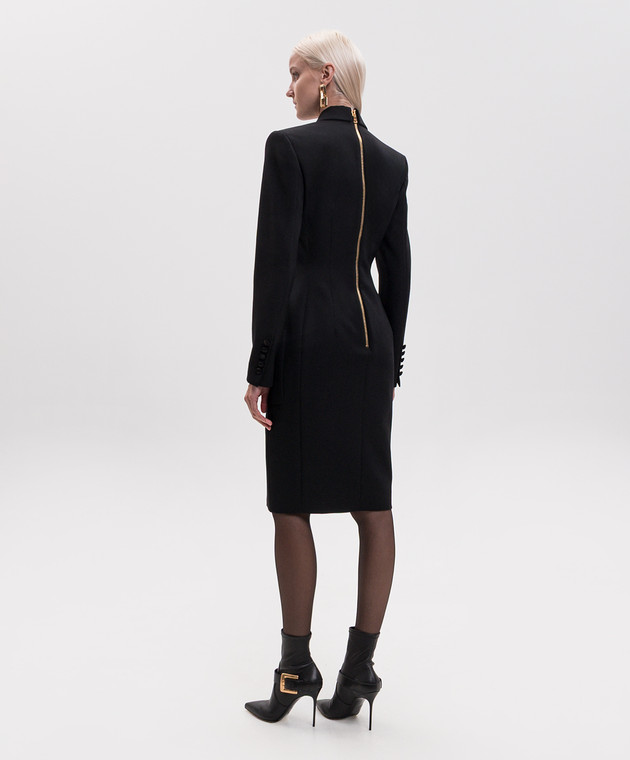Balmain Чорна сукня-жакет з вовни HF1RL240ME54 зображення 3