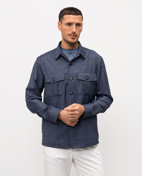 Canali Синя сорочка з вовни з емблемою AA0252431019